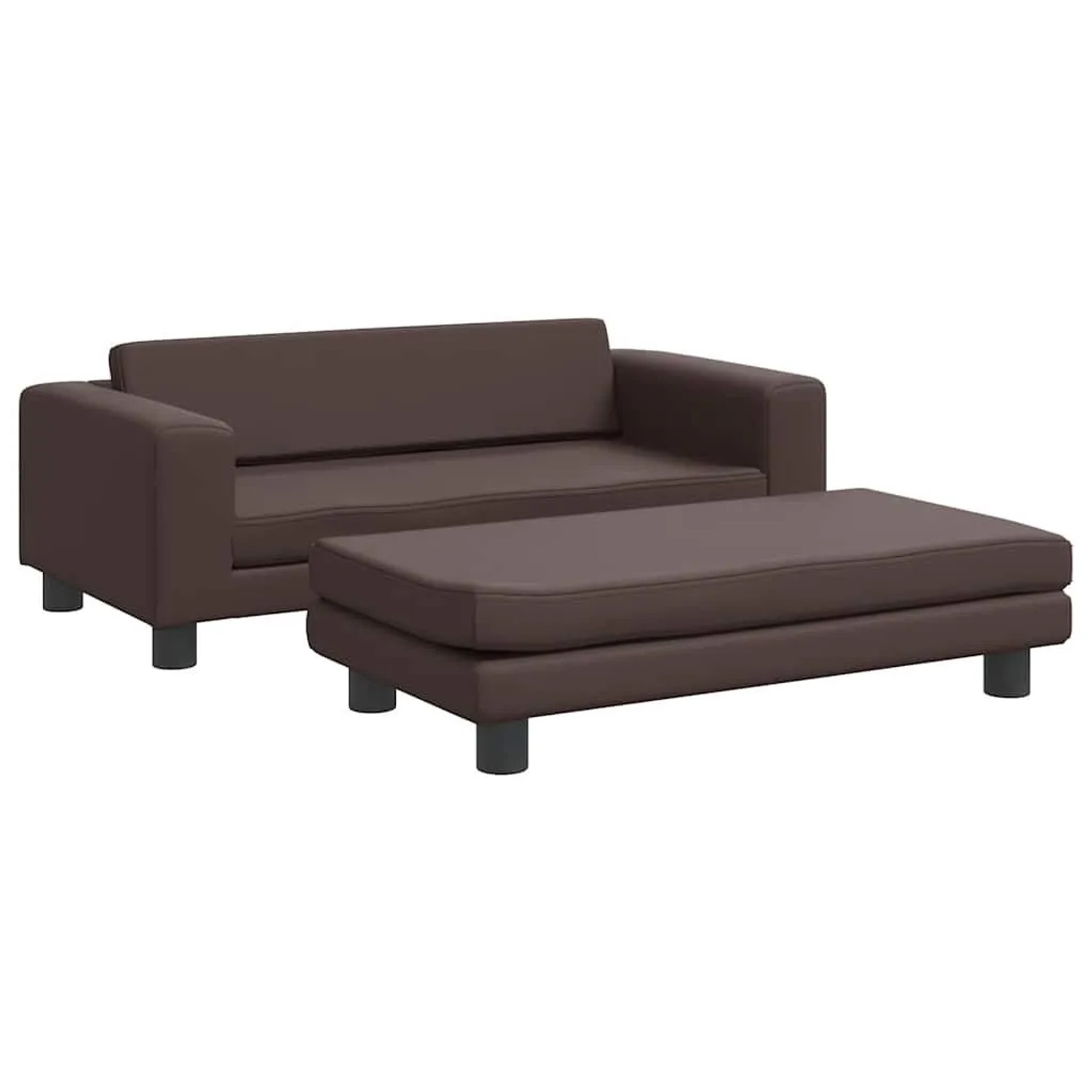 vidaXL Kindersofa mit Hocker Braun 100x50x30 cm Kunstleder 3196416