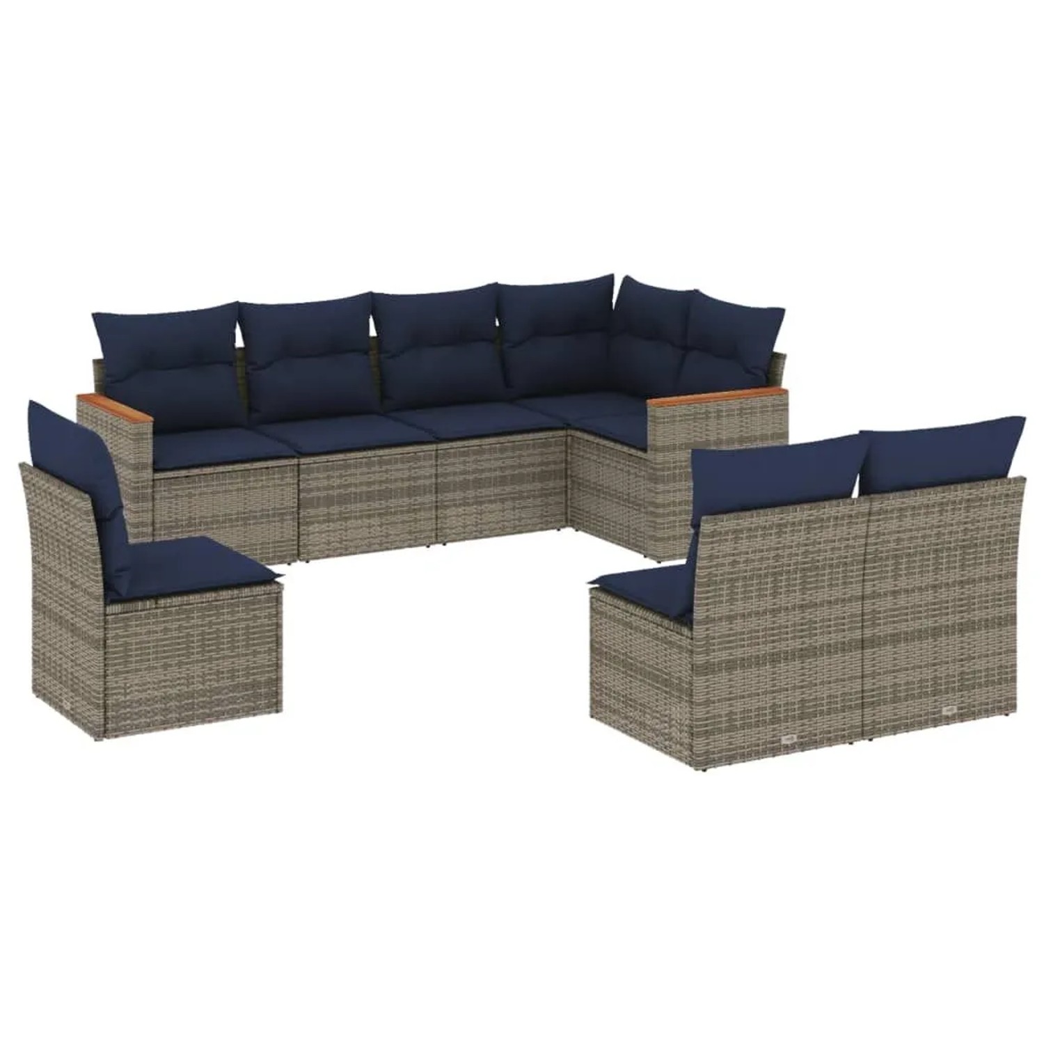 vidaXL 8-Tlg Gartensofa-Set mit Kissen Grau Polyrattan 3226047 günstig online kaufen