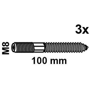 Kirchhoff Stockschraube M8 x 100 mm, 3er-Set. Schraube mit Gewindeenden für Dübel und Bauteile.