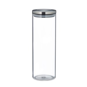 Relaxdays Vorratsglas 3er Set Borosilikatglas Edelstahl Silikon Transparent Silber Luftdicht 28 cm x 9,5 cm 430 g