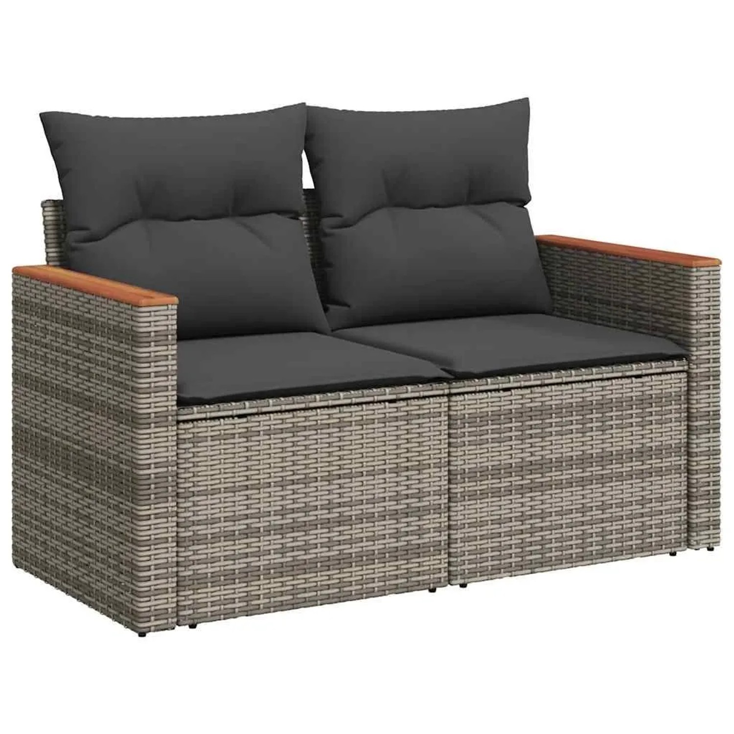 vidaXL Gartensofa 2-Sitzer mit Kissen Grau Poly Rattan 366128 günstig online kaufen