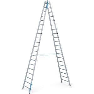 Zarges Sprossenstehleiter Coni B 2x20 Sprossen, Aluminium Leiter für hohe Arbeit.