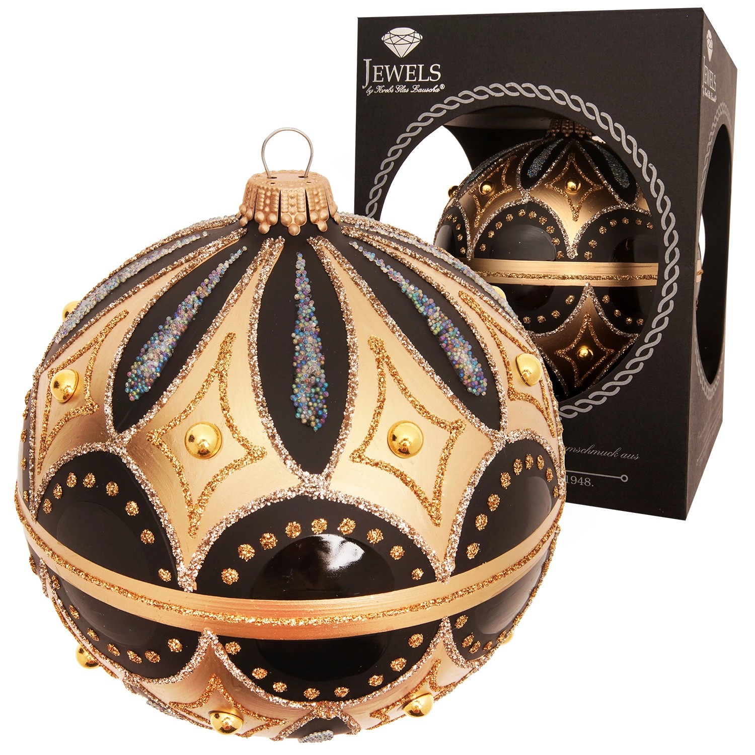 Krebs Glas Lauscha Weihnachtskugel Stil Byzantin Schwarz 10cm günstig online kaufen