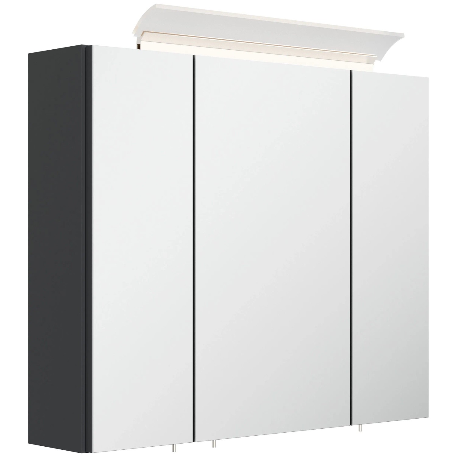 Posseik Spiegelschrank inkl. Design LED-Lampe u. Glasböden 75 cm Grafit