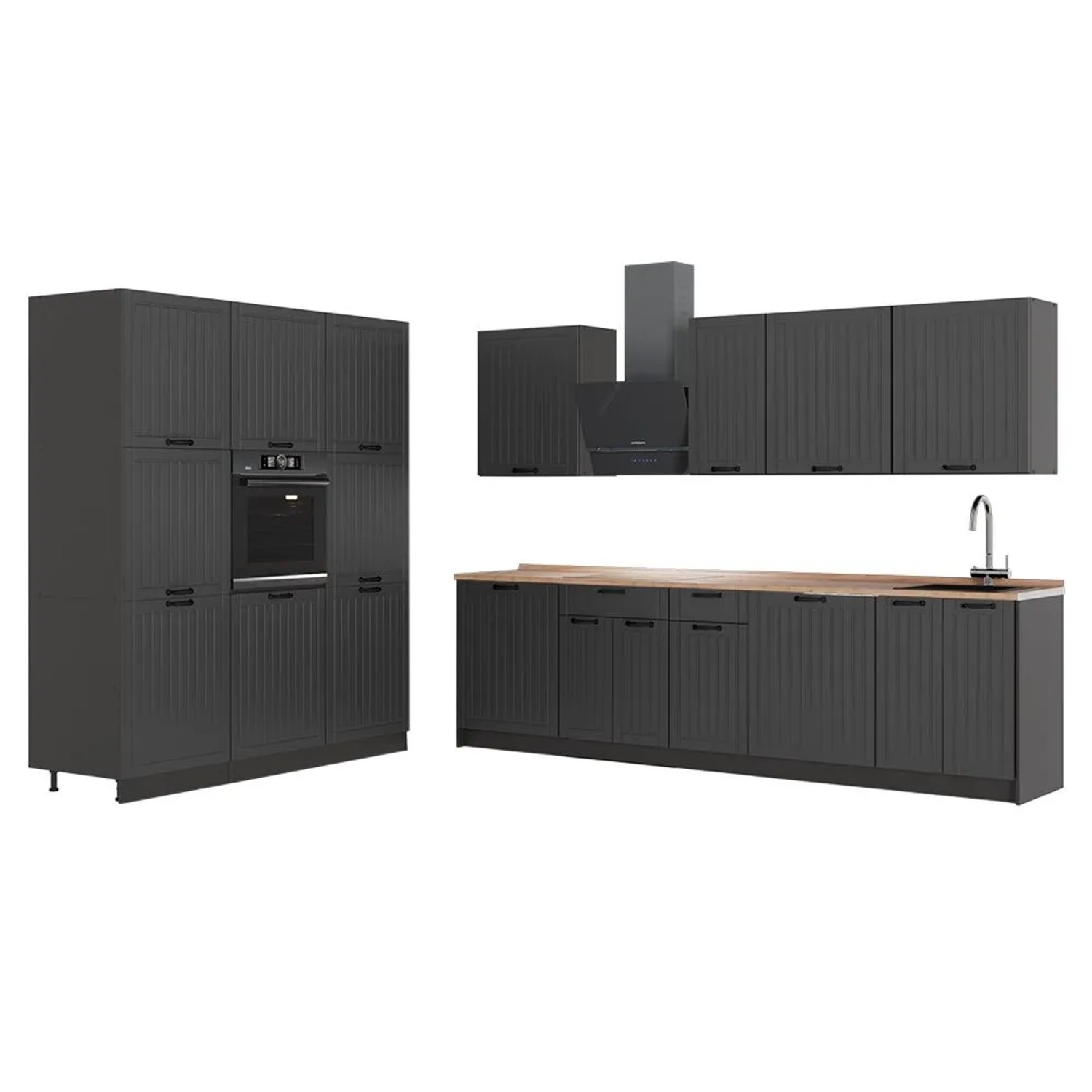 Vicco Küchenzeile Fame-Line Dunkelgrau/Anthrazit 460 x 207 AP Eiche Art Nr 63760