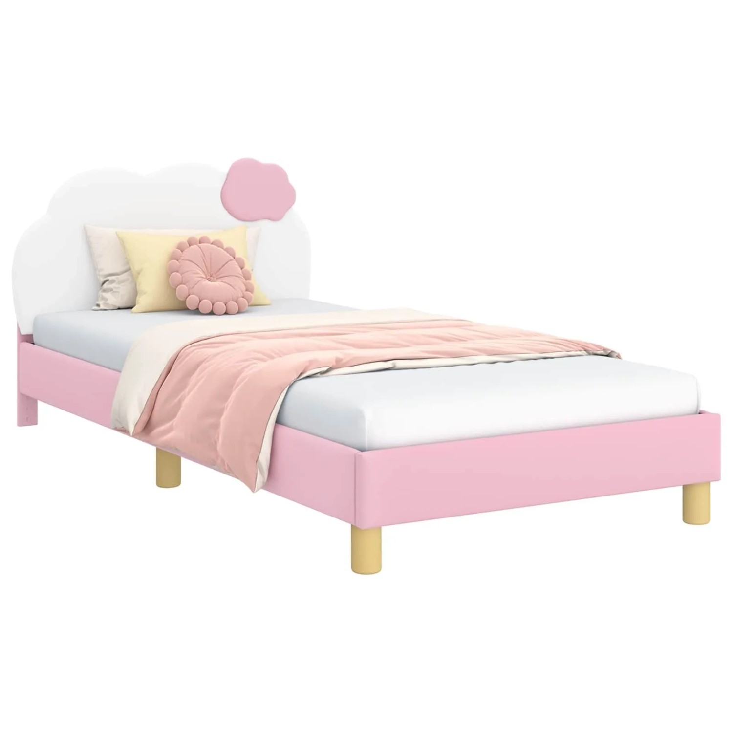 vidaXL Kinderbettgestell mit Kopfteil Rosa 90 x 200 cm PU 42011022 günstig online kaufen