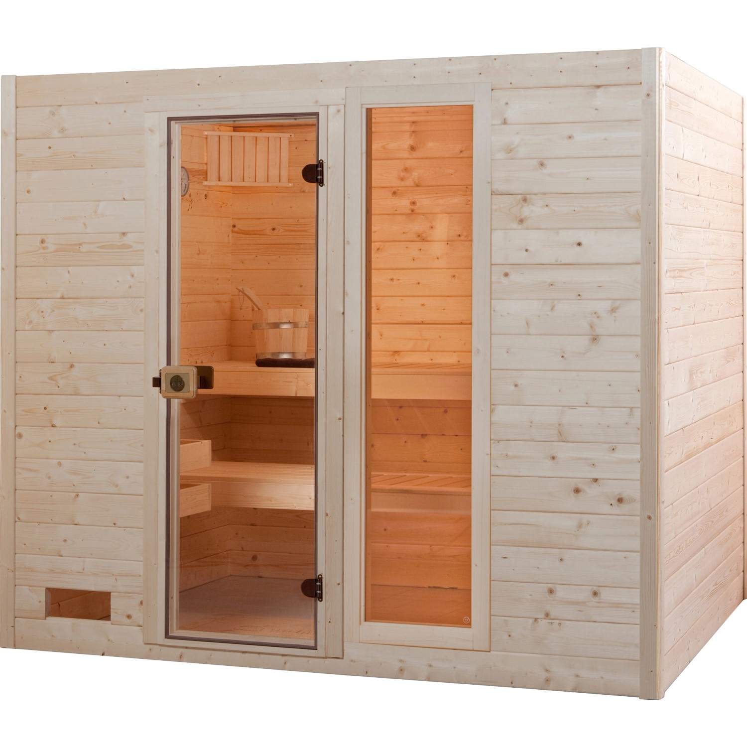 Weka Massivholzsauna 38 mm Valida 4 mit Glastür und Fensterelement