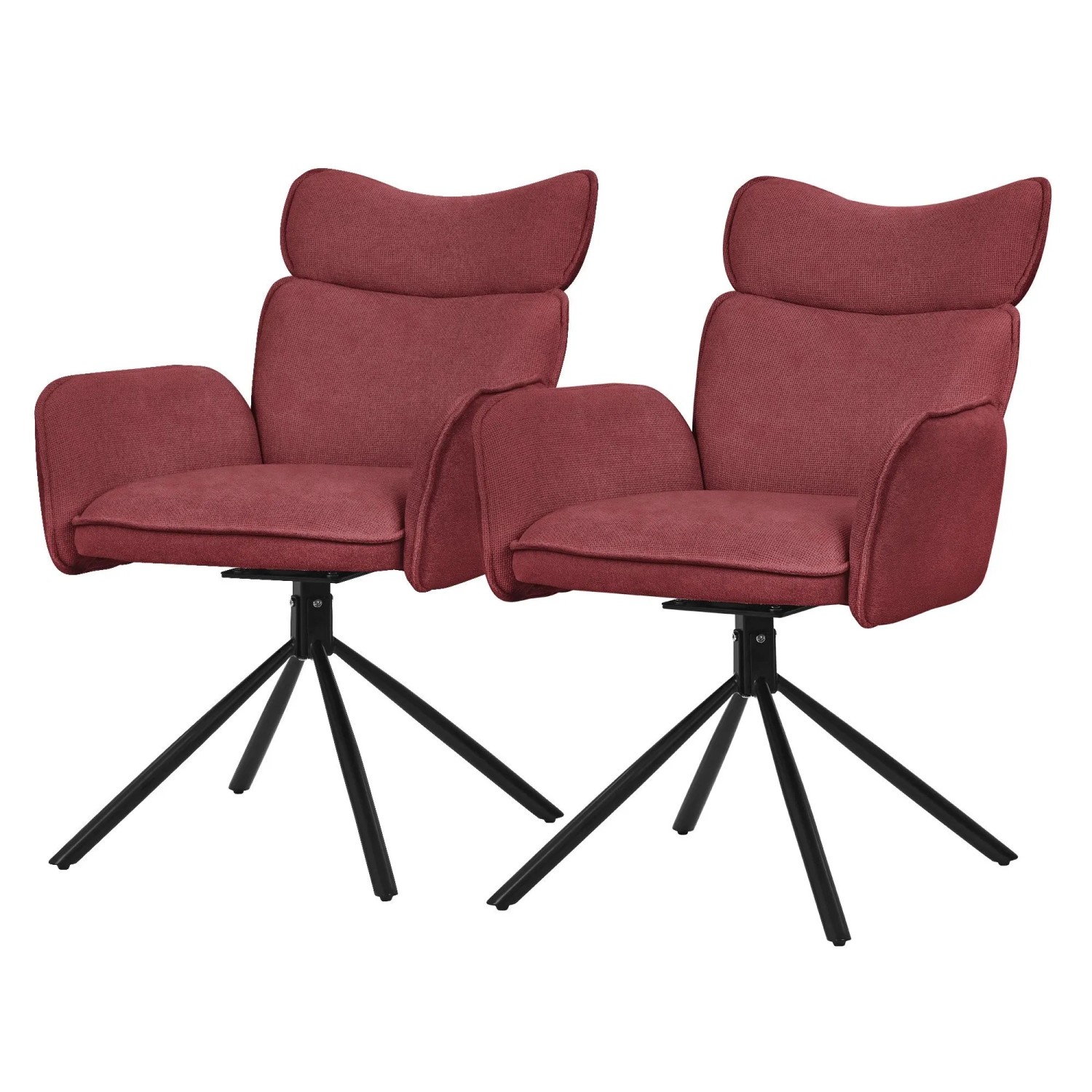 ML-Design Esszimmerstühle Drehbar 2er Set Rot mit Stoffbezug
