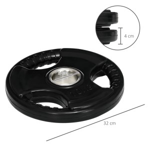Schwarze SPORTNOW Hantelscheibe aus Eisen mit Gummimantel, 10 kg, mit Griffaussparungen.