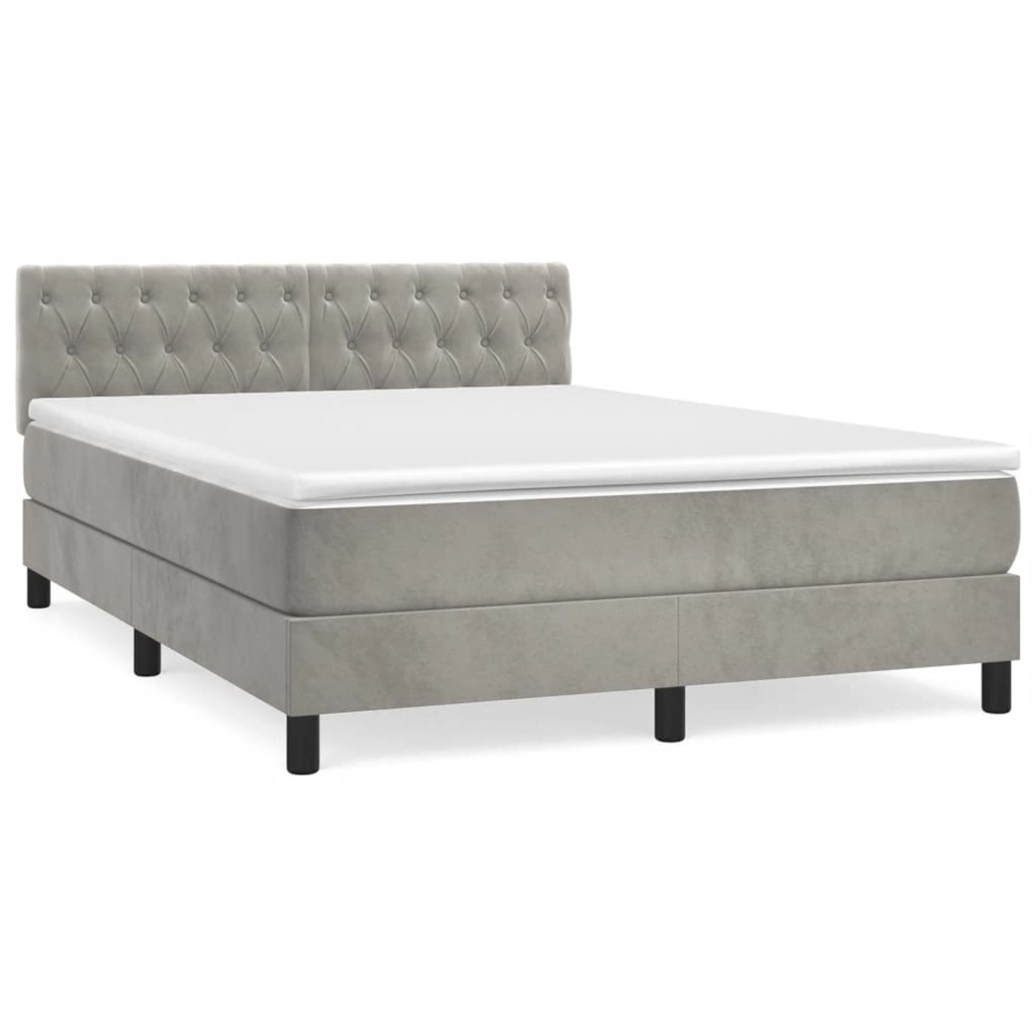 Vidaxl Boxspringbett Mit Matratze Hellgrau 140x200 Cm Samt günstig online kaufen