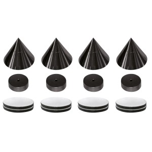 Dynavox Lautsprecher Spikes, 4er Set, schwarz, zur akustischen Entkopplung mit Unterlegscheiben und Filzklebern.