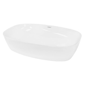 Ovales, weißes Aufsatzwaschbecken (605x380x140 mm) aus Keramik von ECD Germany.