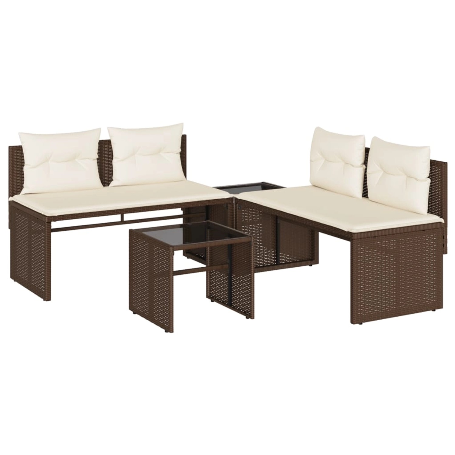 vidaXL 4-tlg Garten-Sofagarnitur mit Kissen Braun Poly Rattan Modell 6 günstig online kaufen