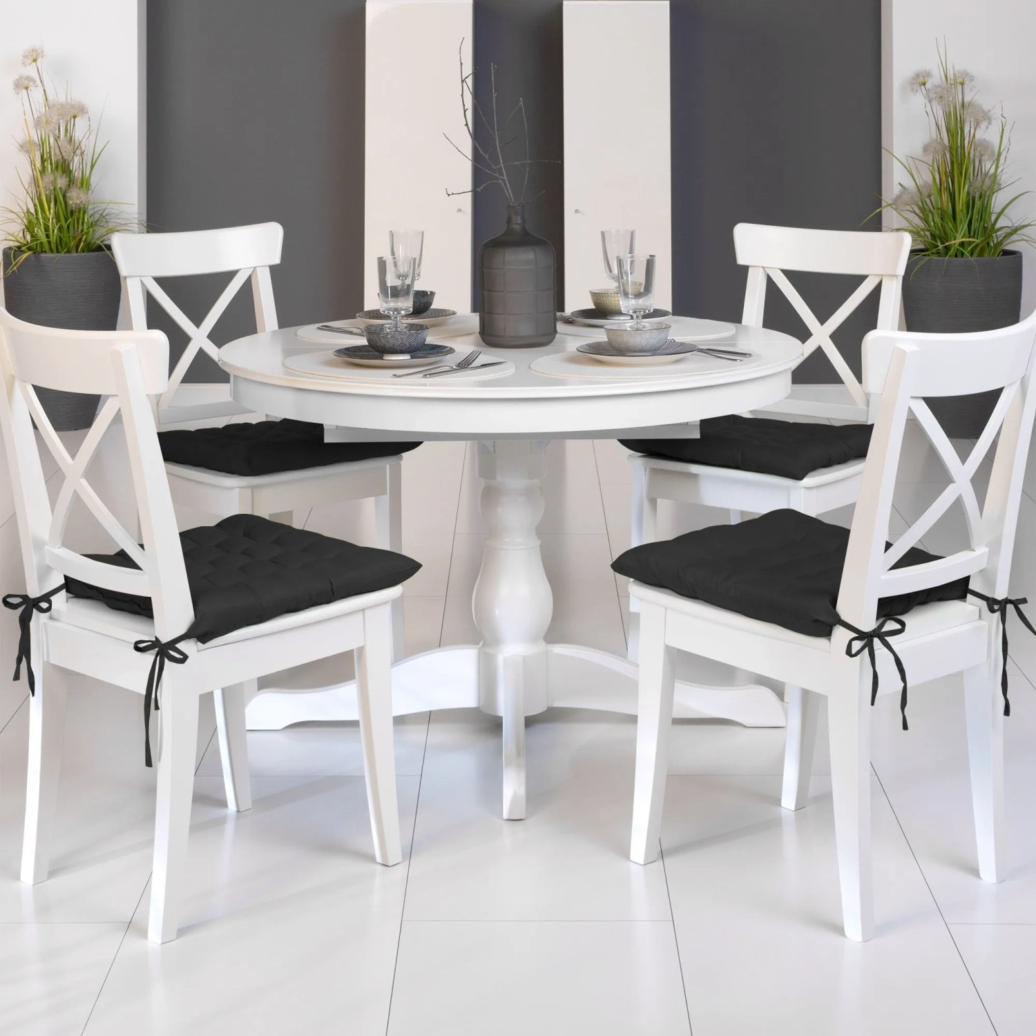 4er Set Sitzkissen 40x40x8 Cm – Gemütliche Stuhlkissen & Bodenkissen Aus 100% Baumwolle – Extra Weiche Polsterung Für Drinnen & Draußen – Waschbar, Langlebig & Super Bequem (Anthrazit)
