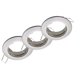 Oktaplex 3er Set Einbauspot Sedan für LED-Module 50mm Spot Rahmen Gebürstete Edelstahloptik Deckenstrahler