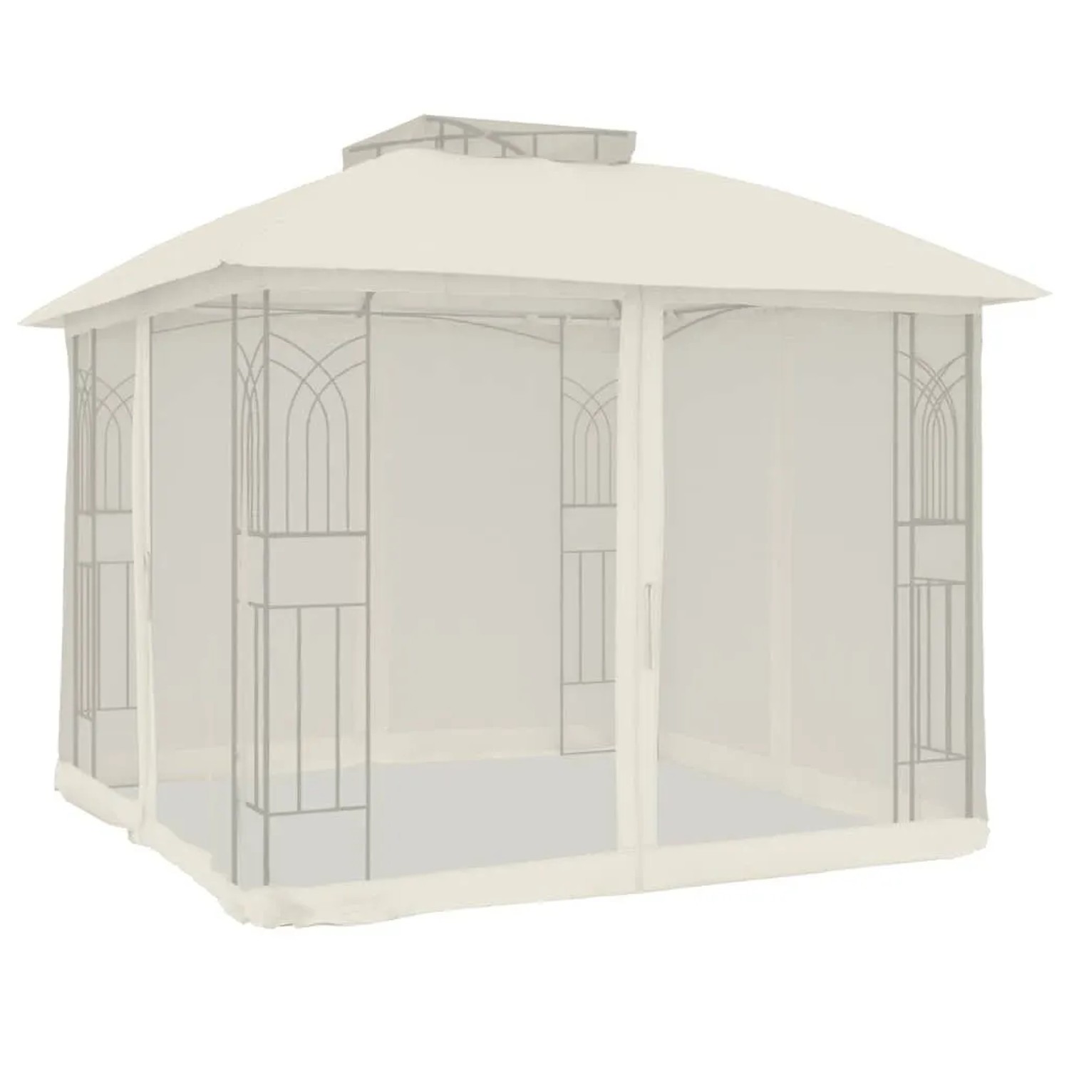 vidaXL Pavillon mit Doppeldach & Netzwänden Creme 2,94x2,94 m Stahl 368454