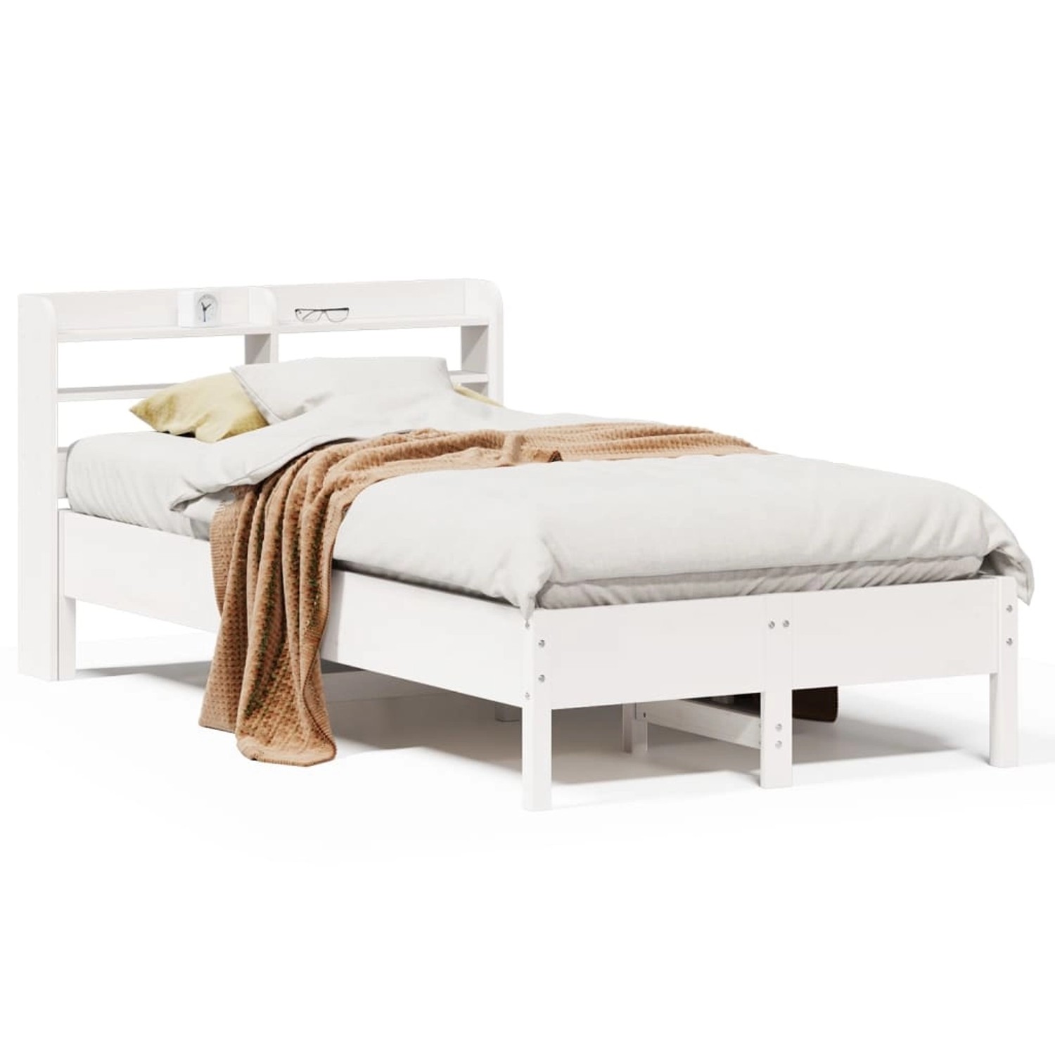 vidaXL Massivholzbett ohne Matratze Weiß 90x200 cm Kiefernholz 3306898 günstig online kaufen