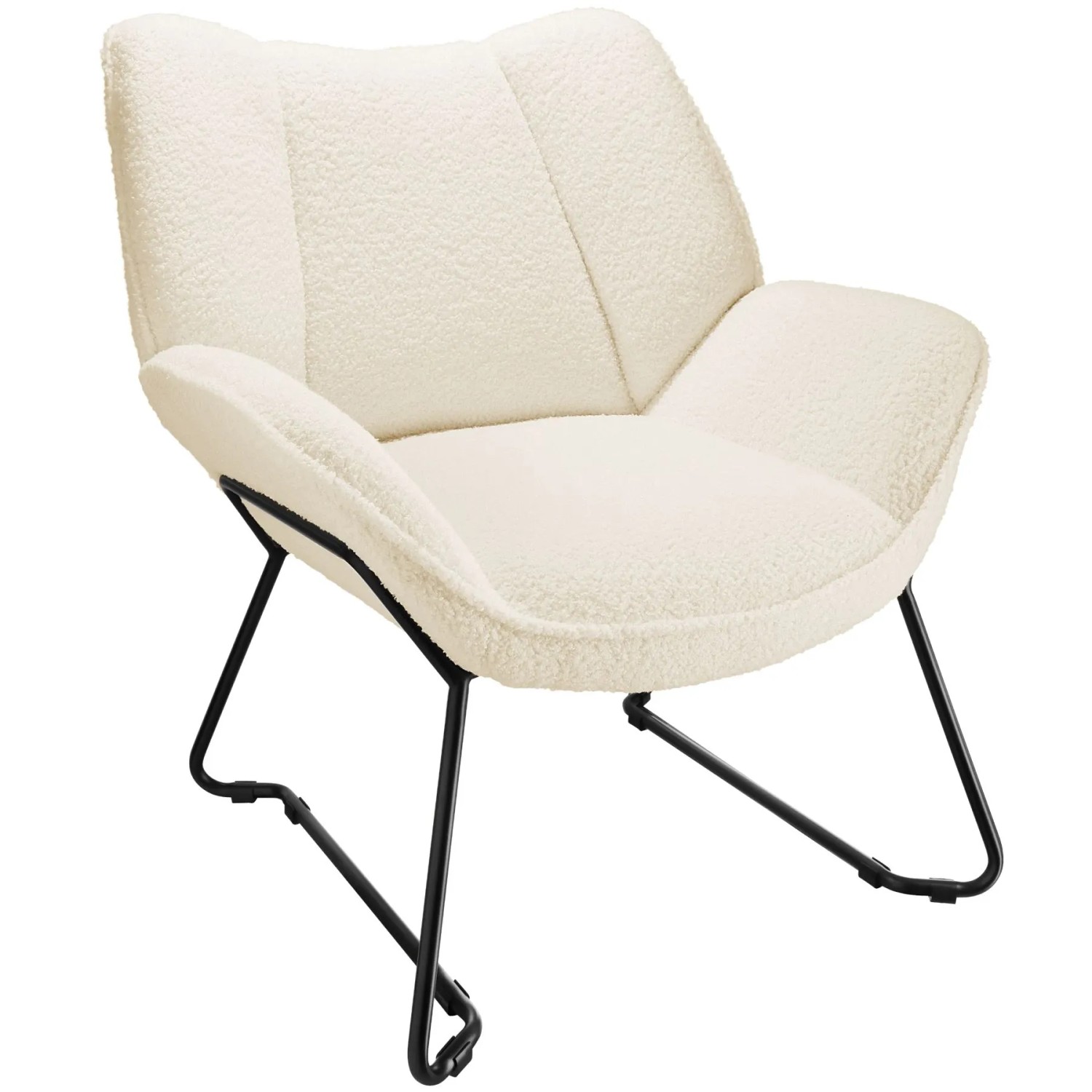 Tectake Sessel Kjeld Gepolstert  Mit Bouclé Bezug Armlehnen und Breite Rückenlehne  72 x 73 x 81 cm Creme Weiß