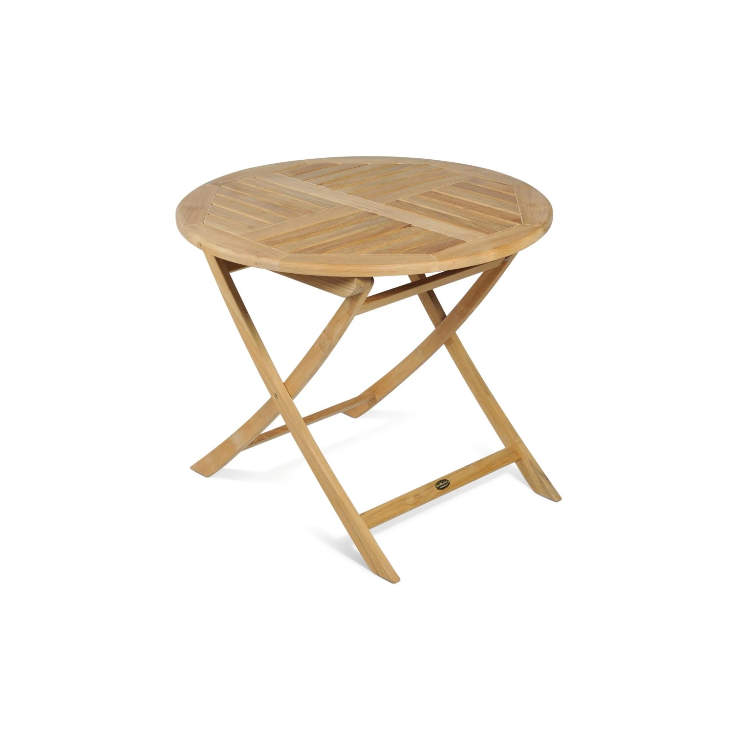 DELUKE Gartentisch MIKE Klappbar Rund Teak Natur 90x90x75cm Klapptisch Esstisch Wetterfest Outdoor Tisch