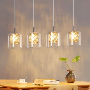 ZMH Pendelleuchte 4 flammig Modern Kristall Glas 120cm Höhenverstellbar G9 Lang Hängeleuchte für Wohnzimmer Esszimmer