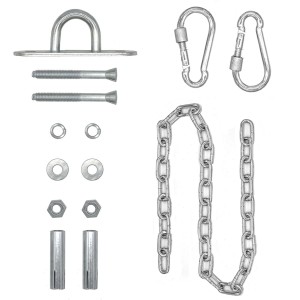 AMANKA Hängesessel Kette mit Deckenhaken, Aufhängung mit Karabiner und Schrauben.