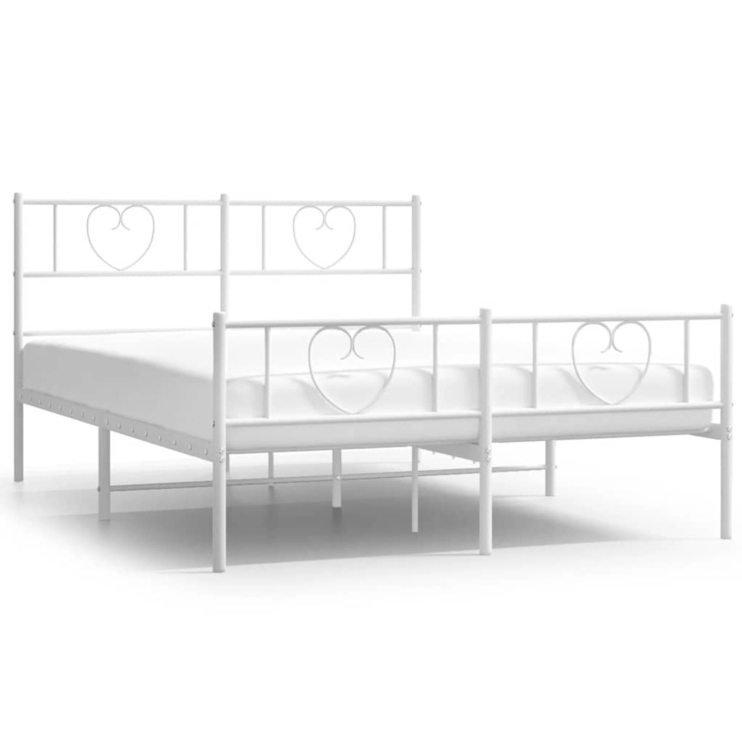vidaXL Bettgestell mit Kopf- und Fußteil Metall Weiß 150x200 cm 355532 günstig online kaufen