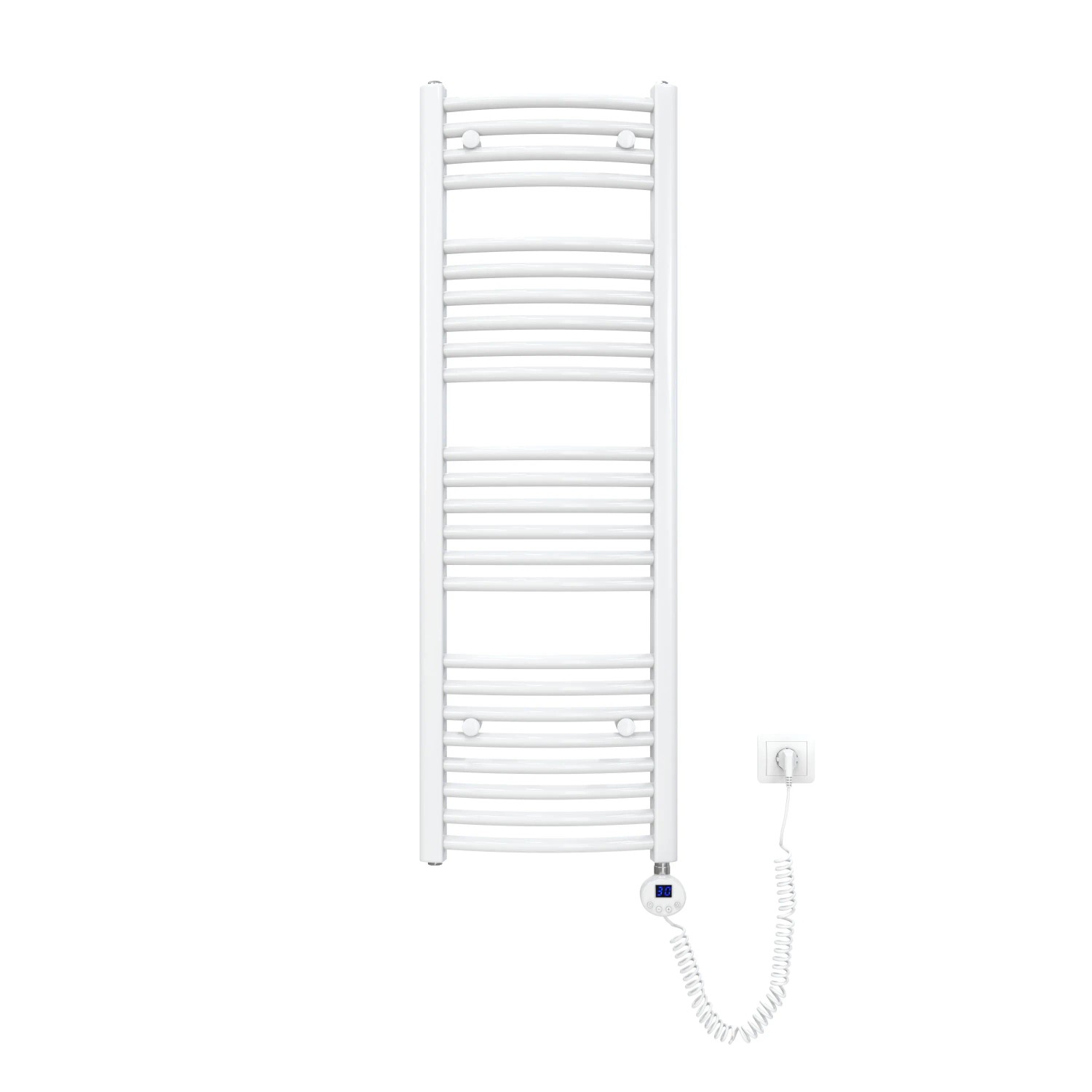 Emke Elektrischer Badheizkörper Gebogen mit Thermostat Handtuchtrockner mit Heizstab 120x40cm 500W Weiß