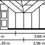Technische Zeichnung Juliana Gewächshaus Orangerie 15, Maße: 267x296x439 cm.