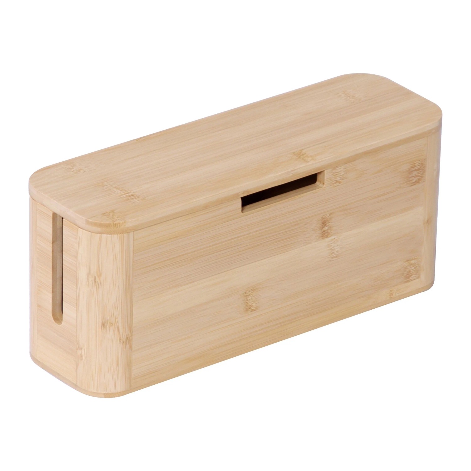Relaxdays Kabelbox Bambus Natur Magnetisch 14,5 cm x 34 cm x 11 cm