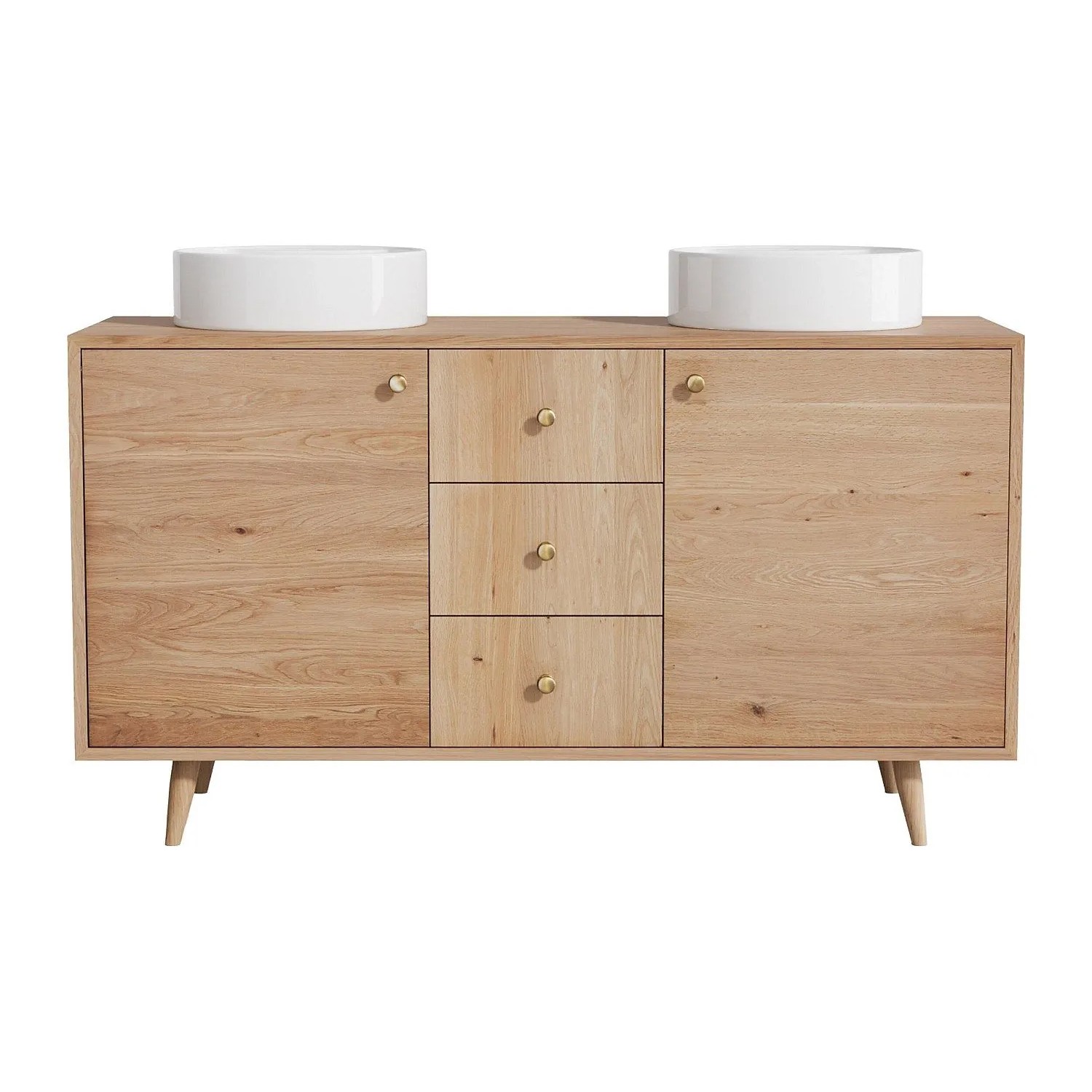 Vente-unique Doppelwaschtisch Zareno Naturfarben Hell 145 cm