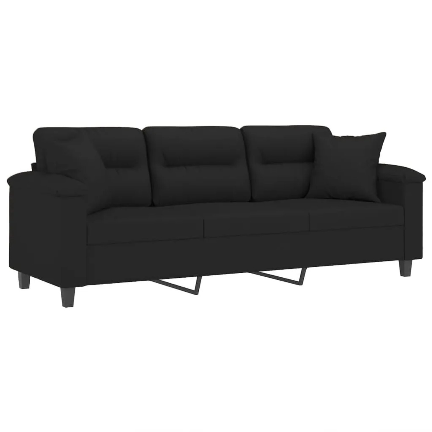 vidaXL 3-Sitzer-Sofa mit Kissen Schwarz 180 cm Mikrofasergewebe 3200980 günstig online kaufen