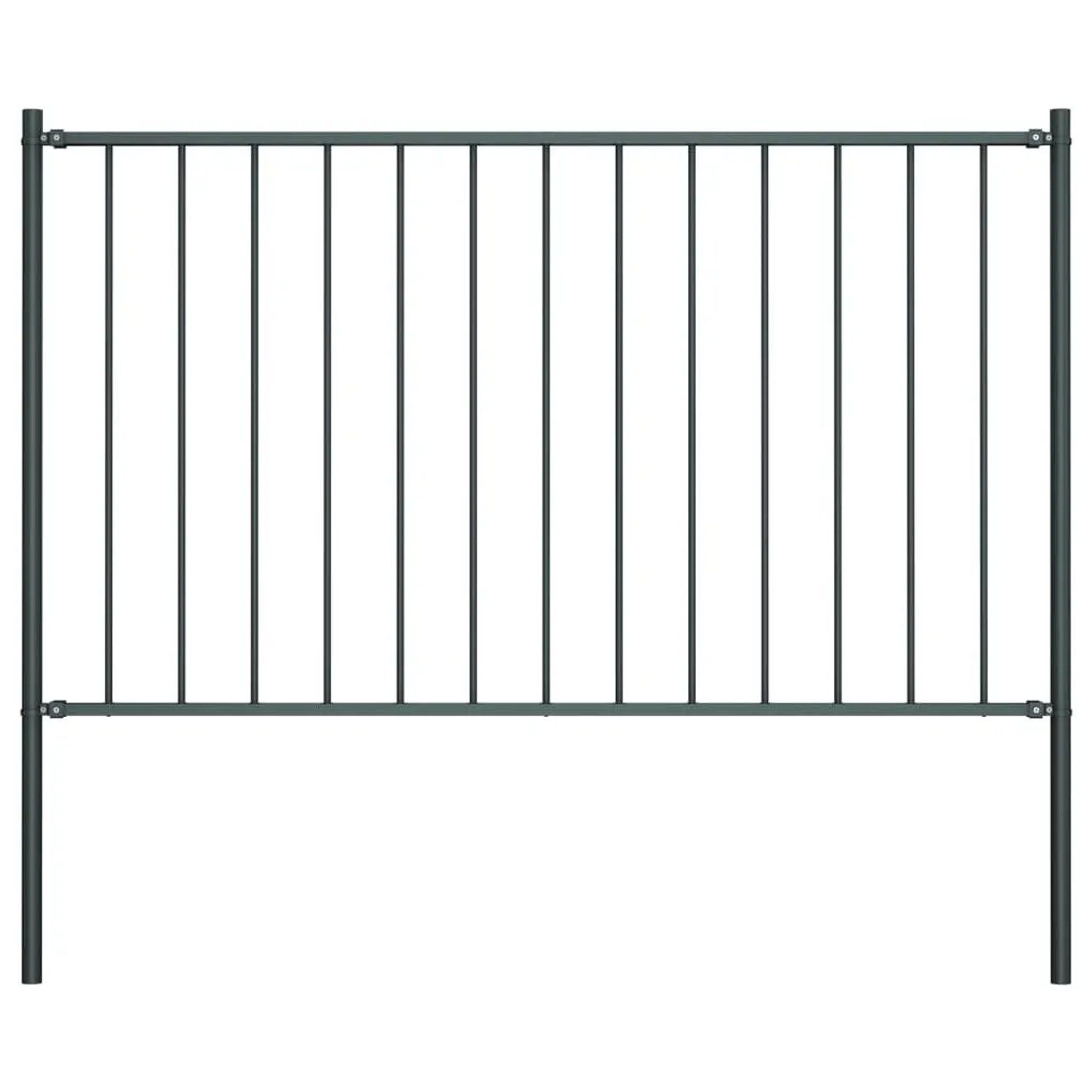 vidaXL Zaunelement mit Pfosten Pulverbeschichteter Stahl 1,81x1,25 m Anthra günstig online kaufen