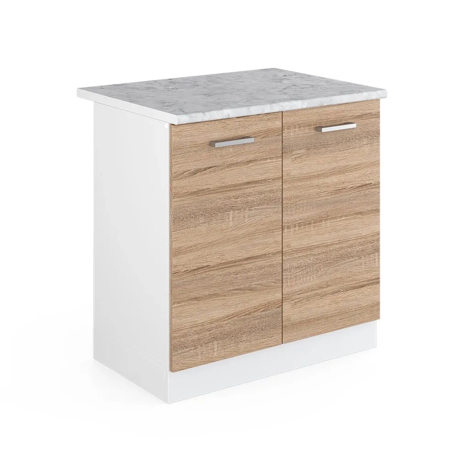 Vicco Spülenunterschrank R-Line Küchenunterschrank für die Spüle Sonoma Weiß 80 cm AP Marmor