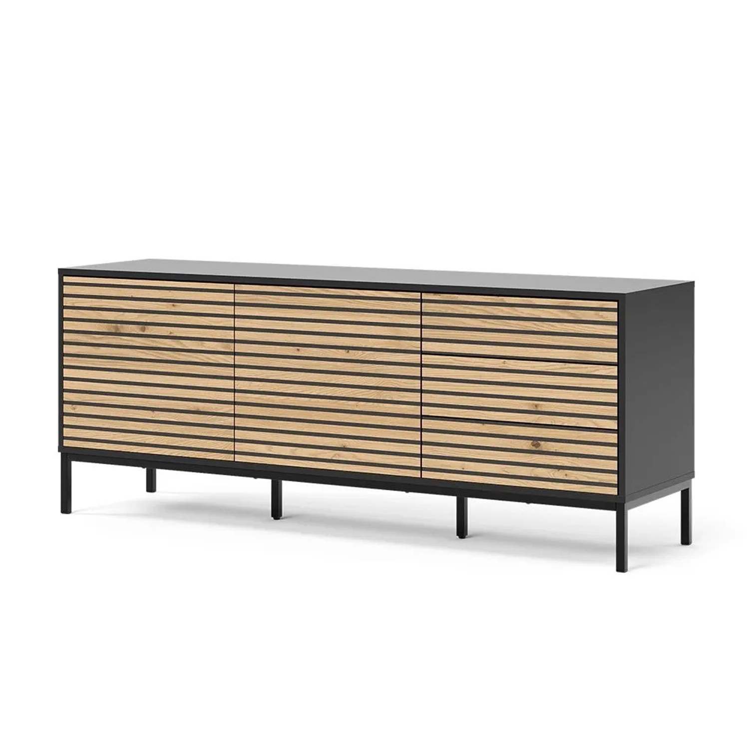 Vicco Lowboard Eliza Goldkraft Eiche Anthrazit 150 x 60 mit 3 Schubladen