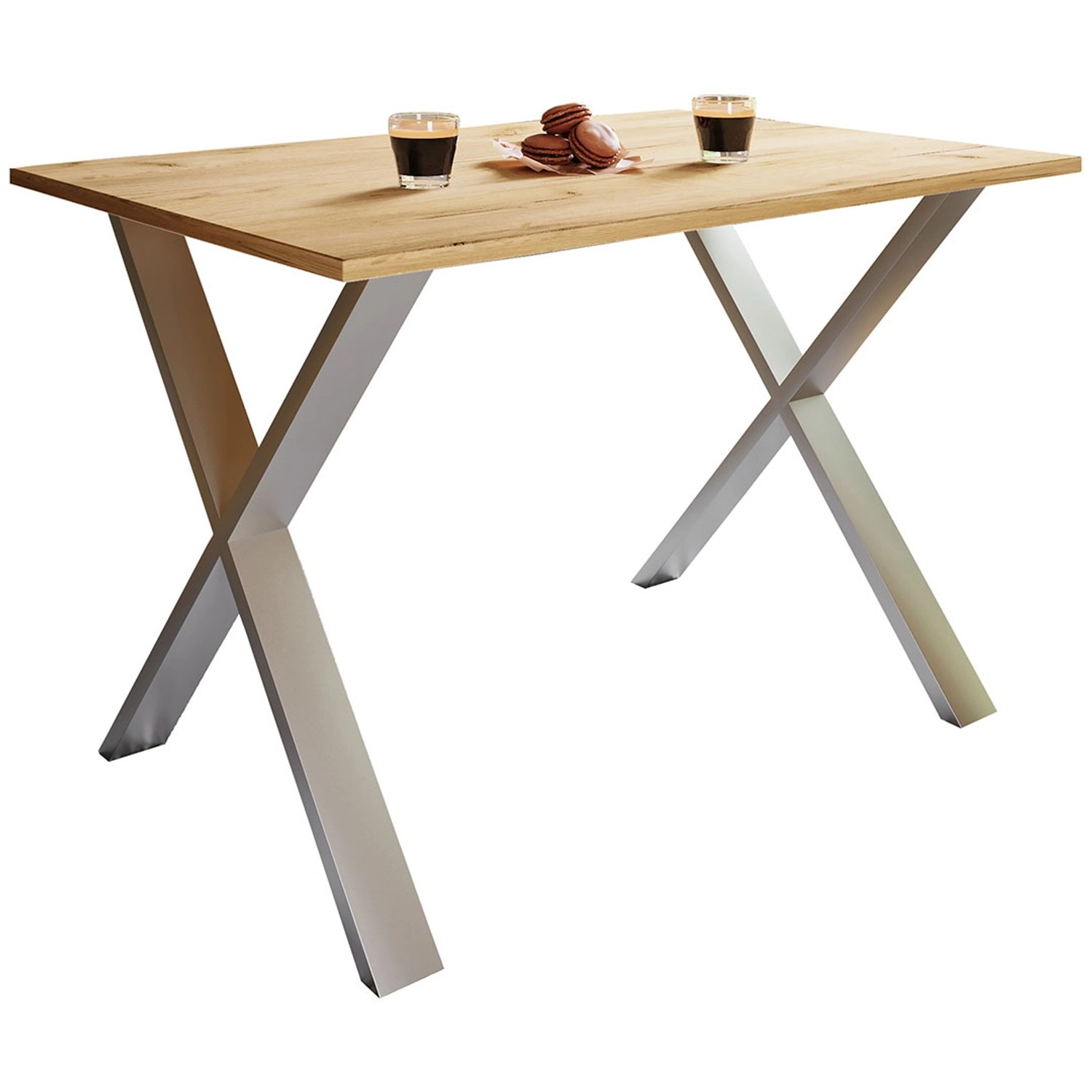 ebuy24 XonaX Esstisch 80x80 Eiche Dekor Silberfarben günstig online kaufen