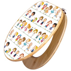 Banjado WC-Sitz aus Bambus mit Kindermotiv. Toilettendeckel aus Holz mit Universal Scharnieren.