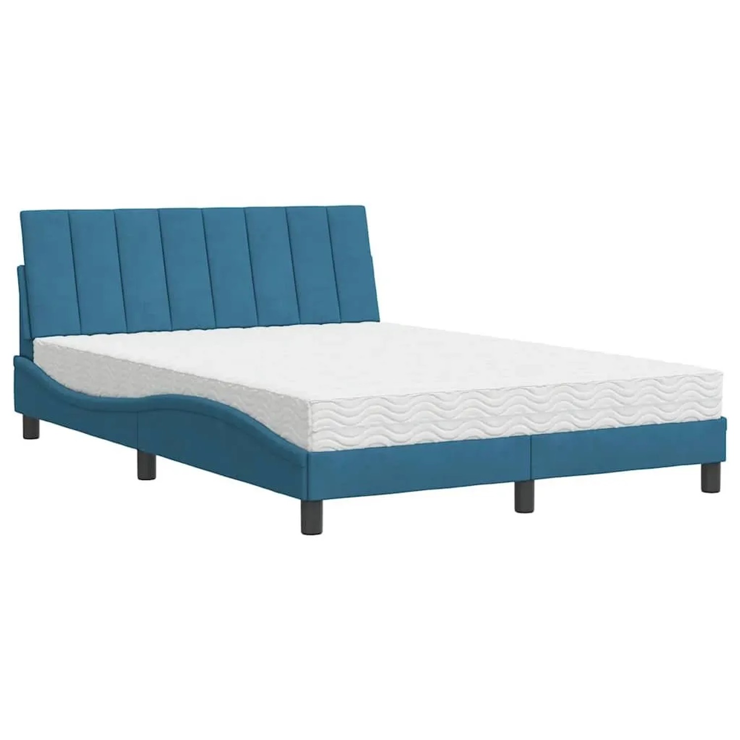 vidaXL Bett mit Matratze Blau 120x200 cm Samt 3208590