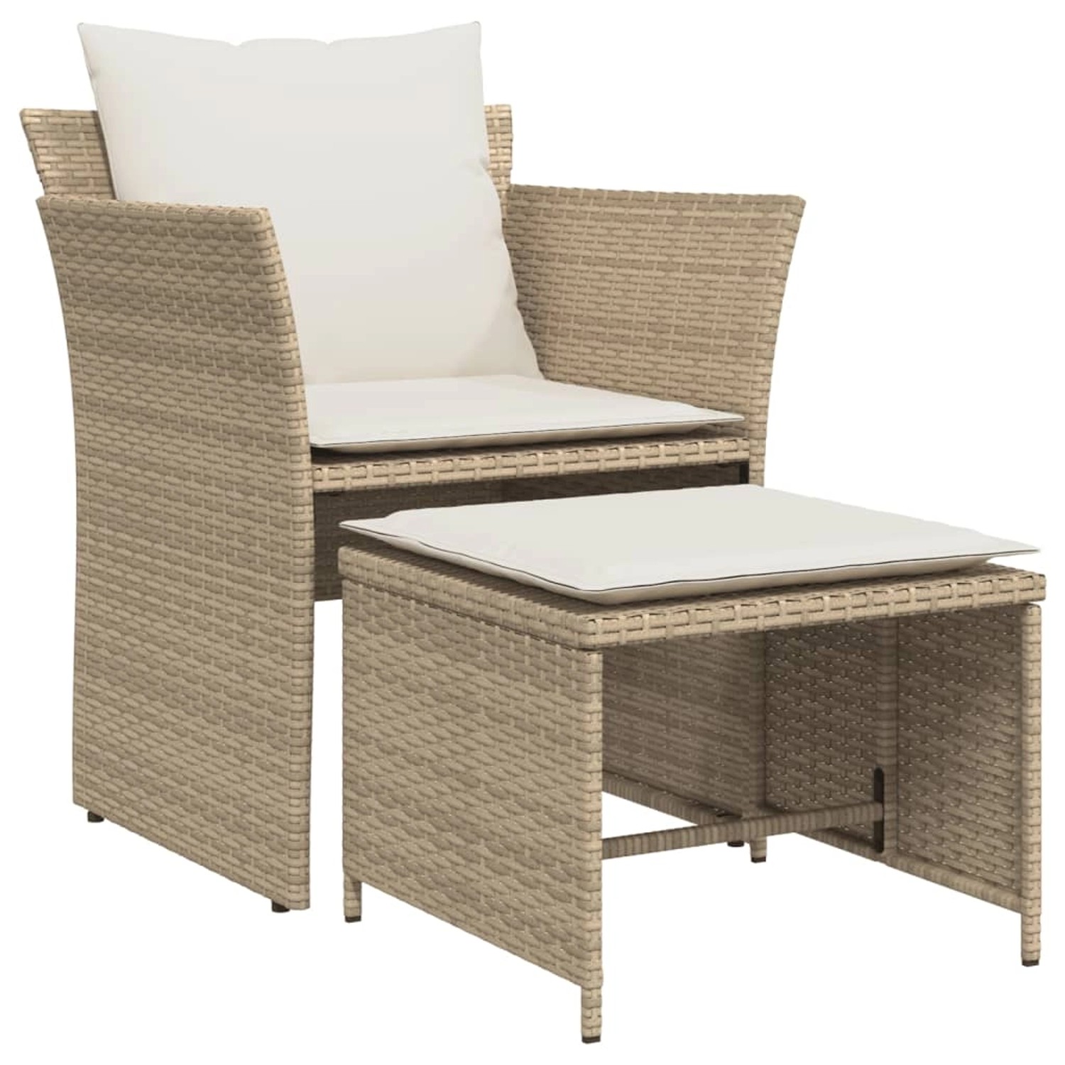 vidaXL Gartenstuhl mit Fußhocker Beige Poly Rattan günstig online kaufen