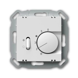 Weißer TEM LOGIQ Thermostat Schalter ohne Rahmen für Heizung/Kühlung.