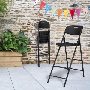Relaxdays Barhocker 2er Set Kunststoff Stahl Schwarz Klappbar 118 cm x 44,5 cm x 82 cm