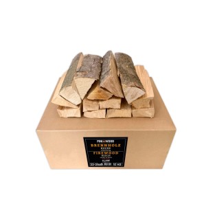 PINI Brennholz Buche 10 kg ofenfertig in Karton. Gespaltene Holzscheite ca. 25 cm für Kamin, Grill, Pizzaofen.