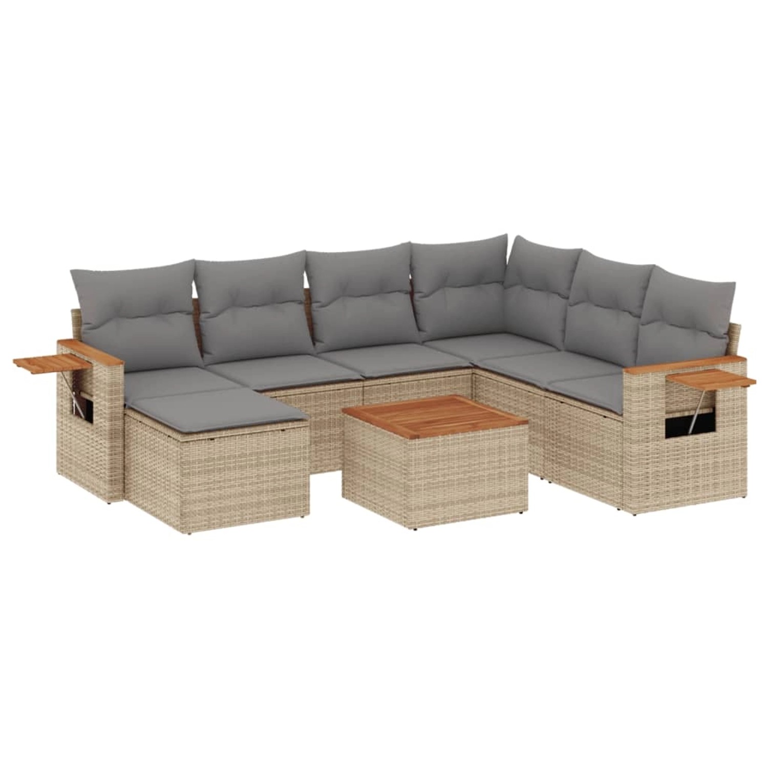 vidaXL 8-Tlg Garten-Sofagarnitur mit Kissen Beige Poly Rattan 3259455 günstig online kaufen