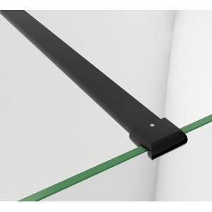 Schwarzer Stabilisator für 6-8mm Glas einer Walk-In Dusche (90cm).