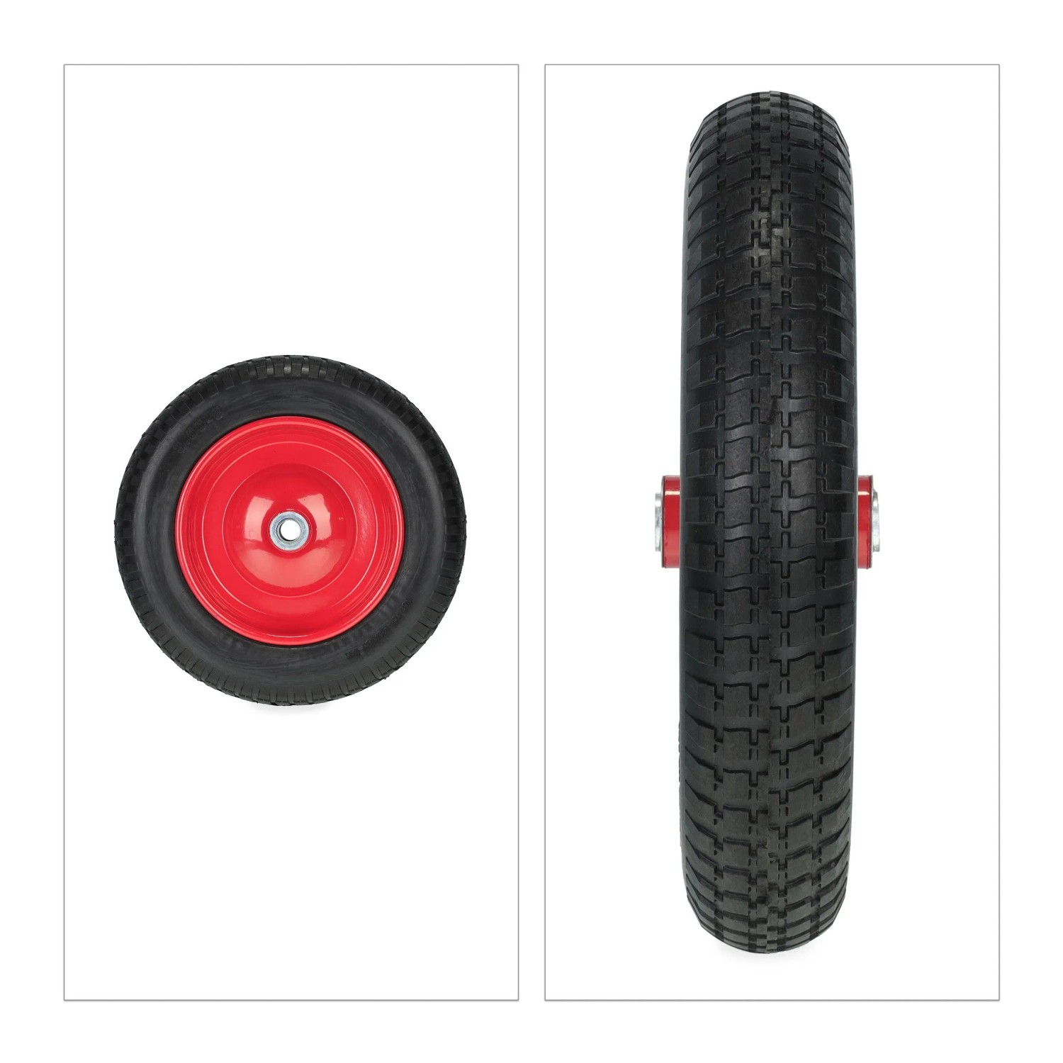 Relaxdays Schubkarrenrad 3.00-8 Vollgummi Stahl Schwarz Pannensicher 34,5 cm x 6,5 cm 1,4 kg