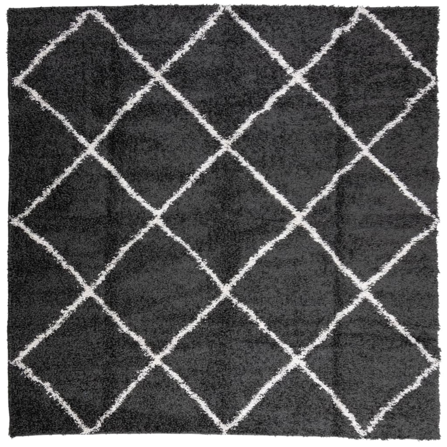 vidaXL Teppich Shaggy Hochflor Modern Schwarz Und Creme 160x160 Cm 1954078 günstig online kaufen