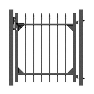 Anthrazitfarbenes Metallzaun Einzeltor-Set Chaussee zum Einbetonieren, 100x96 cm.