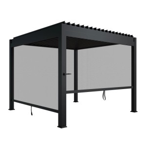 Juskys Pergola Lamellendach Tahiti 3 x 3 m inkl. 2x Seitenwand 3 m Anthrazit