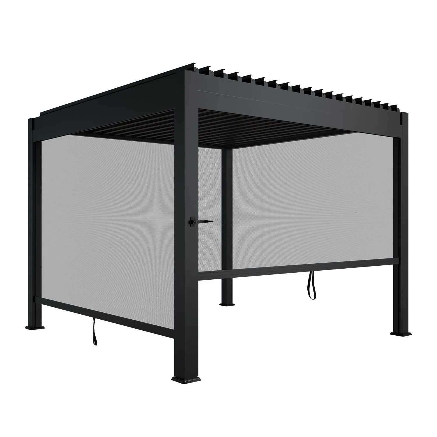 Juskys Pergola Lamellendach Tahiti 3 x 3 m inkl. 2x Seitenwand 3 m Anthrazit