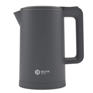 Grauer Balter WK-4 Wasserkocher aus Edelstahl mit Doppelwand und Soft-Touch Oberfläche. 1,7L Fassungsvermögen für die Küche.