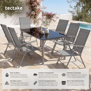6er Set Tectake Gartenstühle Marcellino, klappbar, wetterfest, anthrazit. Ideal für Garten & Terrasse.